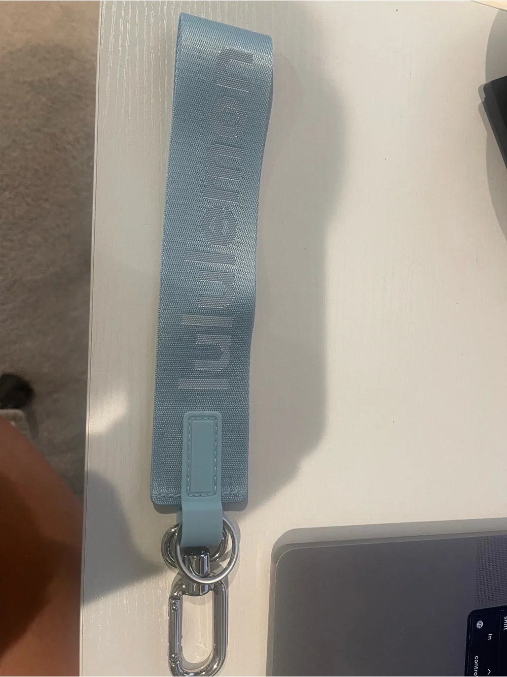 lululemon athletica Pale Blue Wrist Key Strap with Silver Clip
